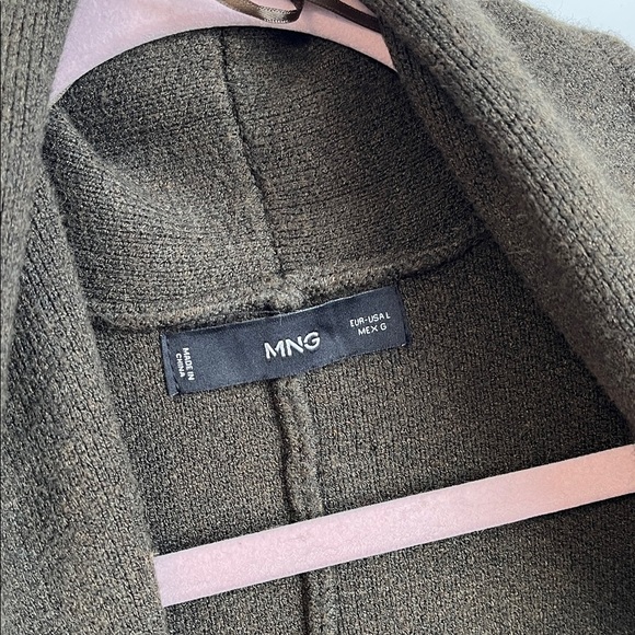 Mango Olive Green Oversized Knitted Long Car Coat New Condition, Size L - Picture 3 of 11